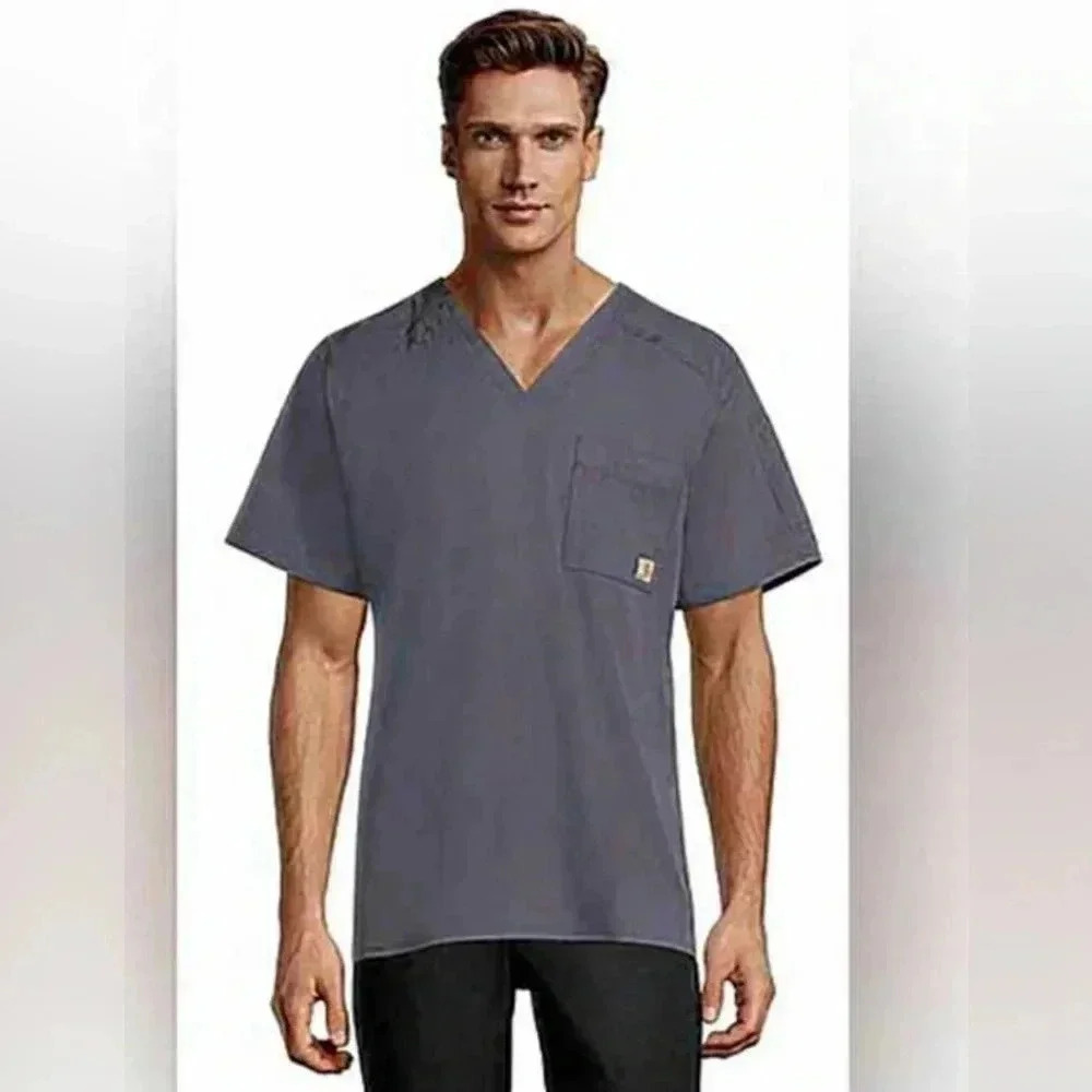 Carhartt Short Sleeve Pewter Scrub Top Size Small